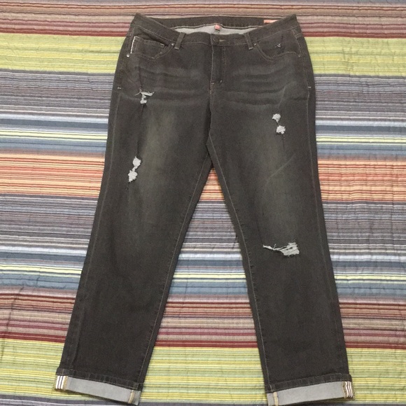 New! Jag Jeans Girlfriend Gray Distressed Mid Rise Stretch Jeans size 14 - Picture 5 of 13